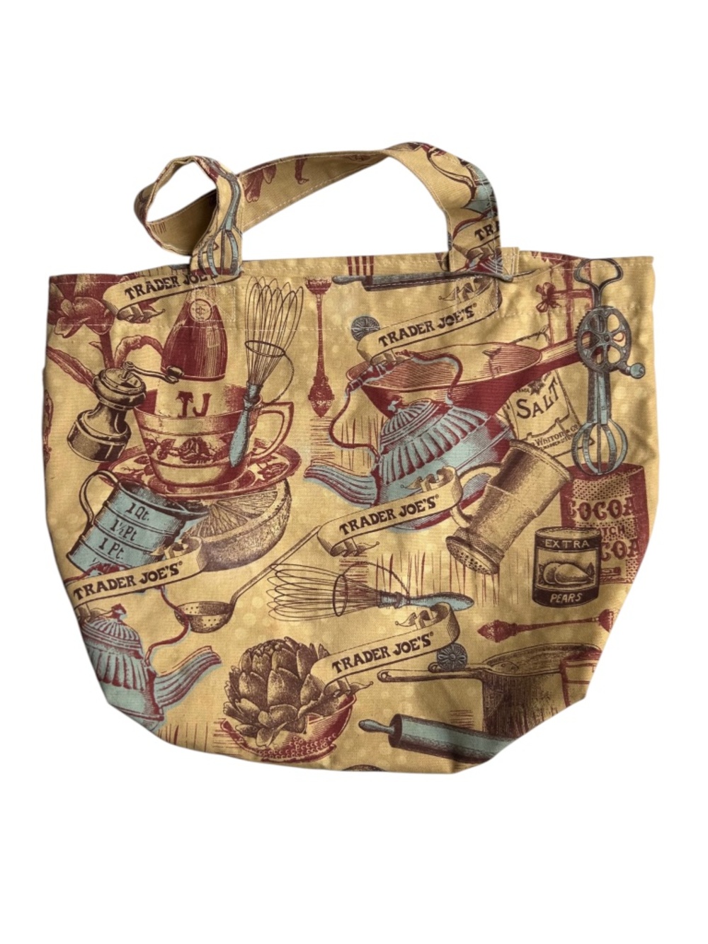Vintage Trader Joes Kitchen Themed Early 2000s Reusable Canvas Tote Bag